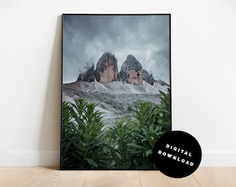 Tre Cime di Lavaredo Affiche Montagne Art Mural | Téléchargement instantané d’art mural numérique imprimable | Nature Paysage Mur Decor Photographie