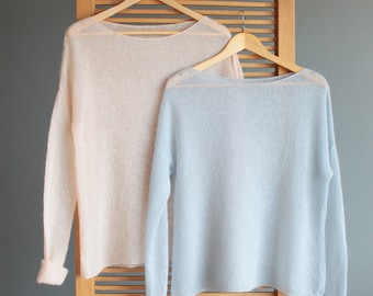 Mohair sweater | Lightweight | Boat neck | Transparent pullover