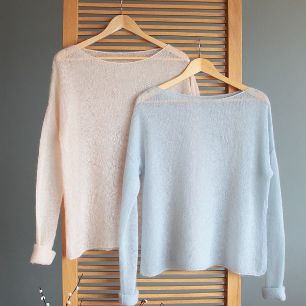 Mohair sweater | Lightweight | Boat neck | Transparent pullover