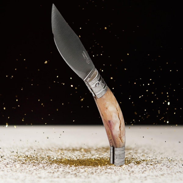 Sardinian Artisan Knife - Skinning Blade 9 cm - Sheepskin Handle