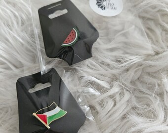 Watermelon, pin, brooch, palestine, gaza, symbol, clothing, support, attachment on jacket, free palestine, Palestinians