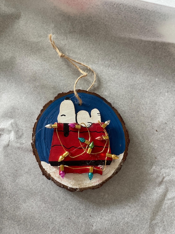 3D Snoopy Christmas Wood Ornament