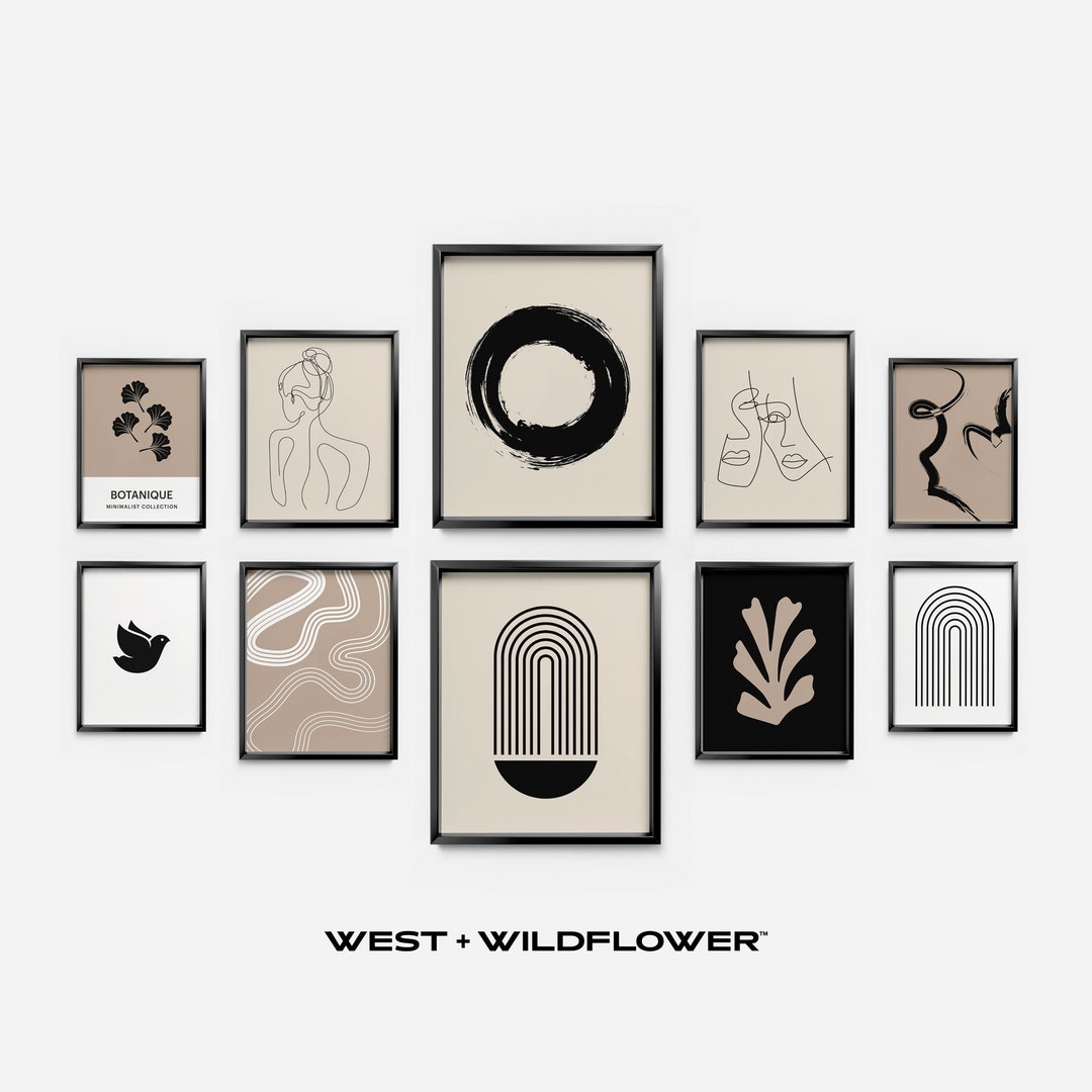 Minimalism Gallery Wall Set of 10, Minimalist Wall Decor, Clean Style