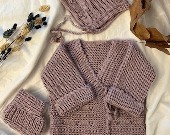 Knit Baby Clothing Set | Toddler Clothing | Baby Cardigan Booties Hat | Cotton Kid Set | Baby Shower Gift Set | Baby Shoe Hat Sweater