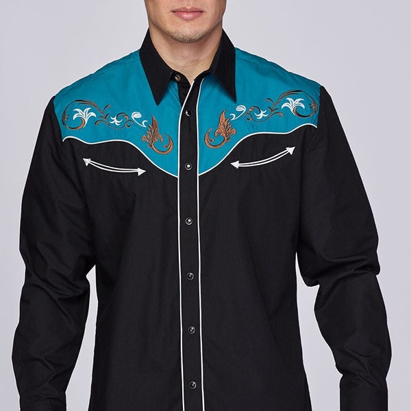 Rodeo Clothing Western Cowboy Dress Shirt with Embroidery for Outdoor Rodeo,Cowboy Costume With Snap Button