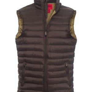 Men&#39;s Puffer Workwear/Streetwear Sleeveless Vest-NV640-BROWN/KHAKI