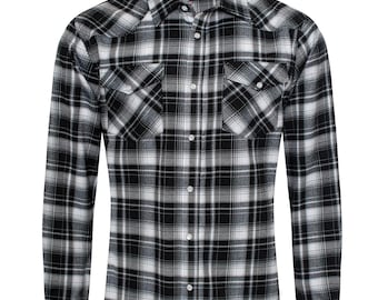 Men's Western Flannel Shirts With Snap Buttons-FLS300-301