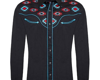Vintage 80's Karman Embroidered Western Shirt Size S Made in