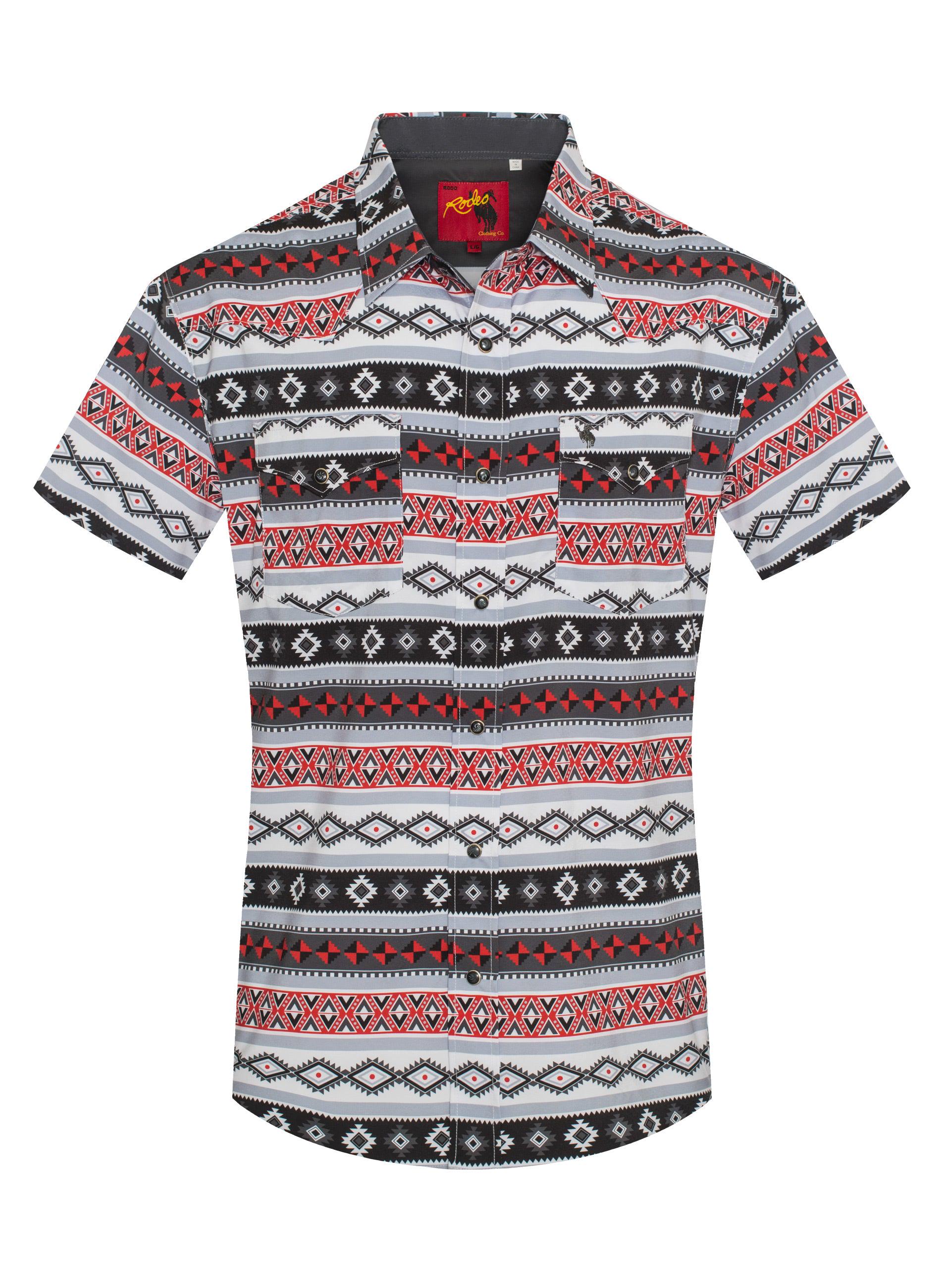 Chemise Western Pearl Snap à imprimé aztèque pour hommes