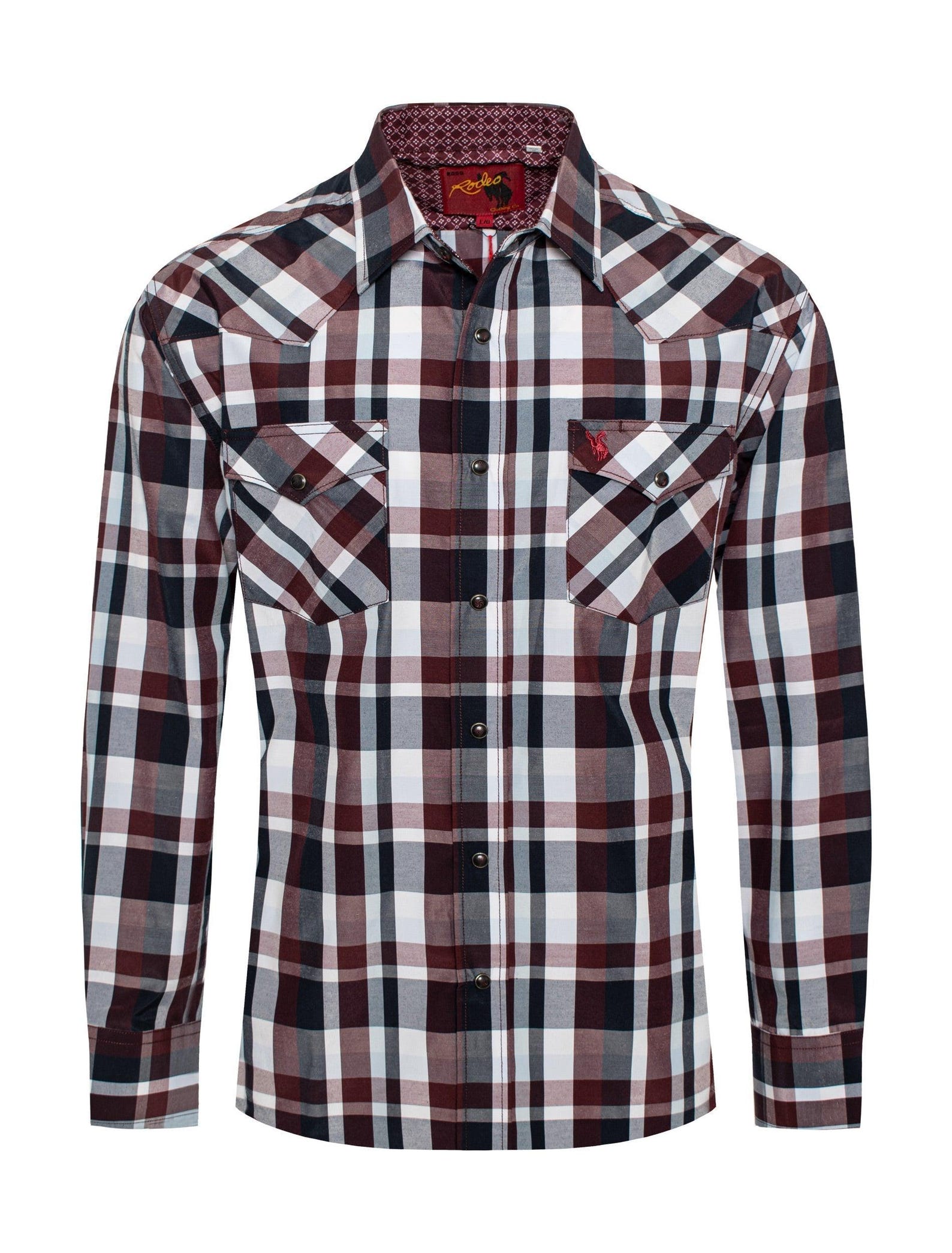 Men's Western Long Sleeve Pearl Snap Plaid Shirt -PS400-492