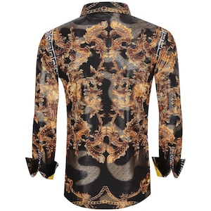 Herren Luxusmarke Gedruckt Seide Wie Hemden-HLS2002L-510