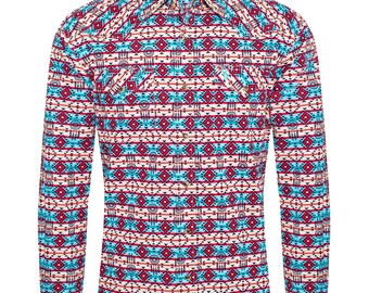 Chemise Western Pearl Snap à imprimé aztèque pour hommes - PS100L-184