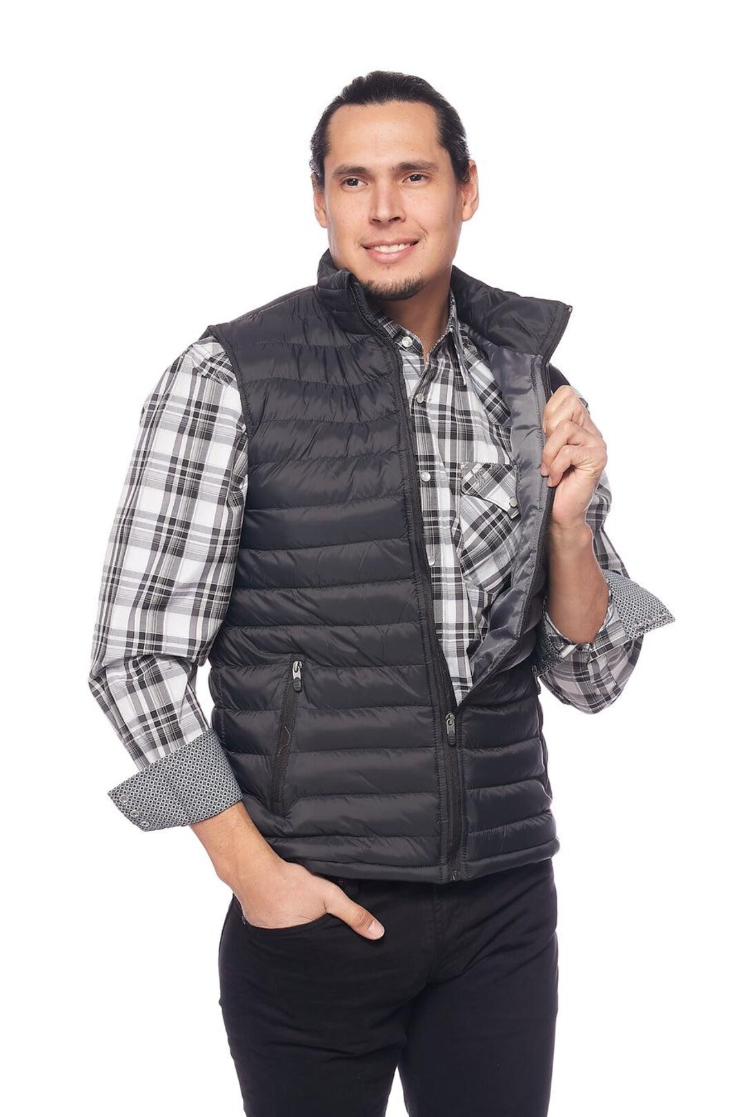 Black Nylon Quilted Down Vest