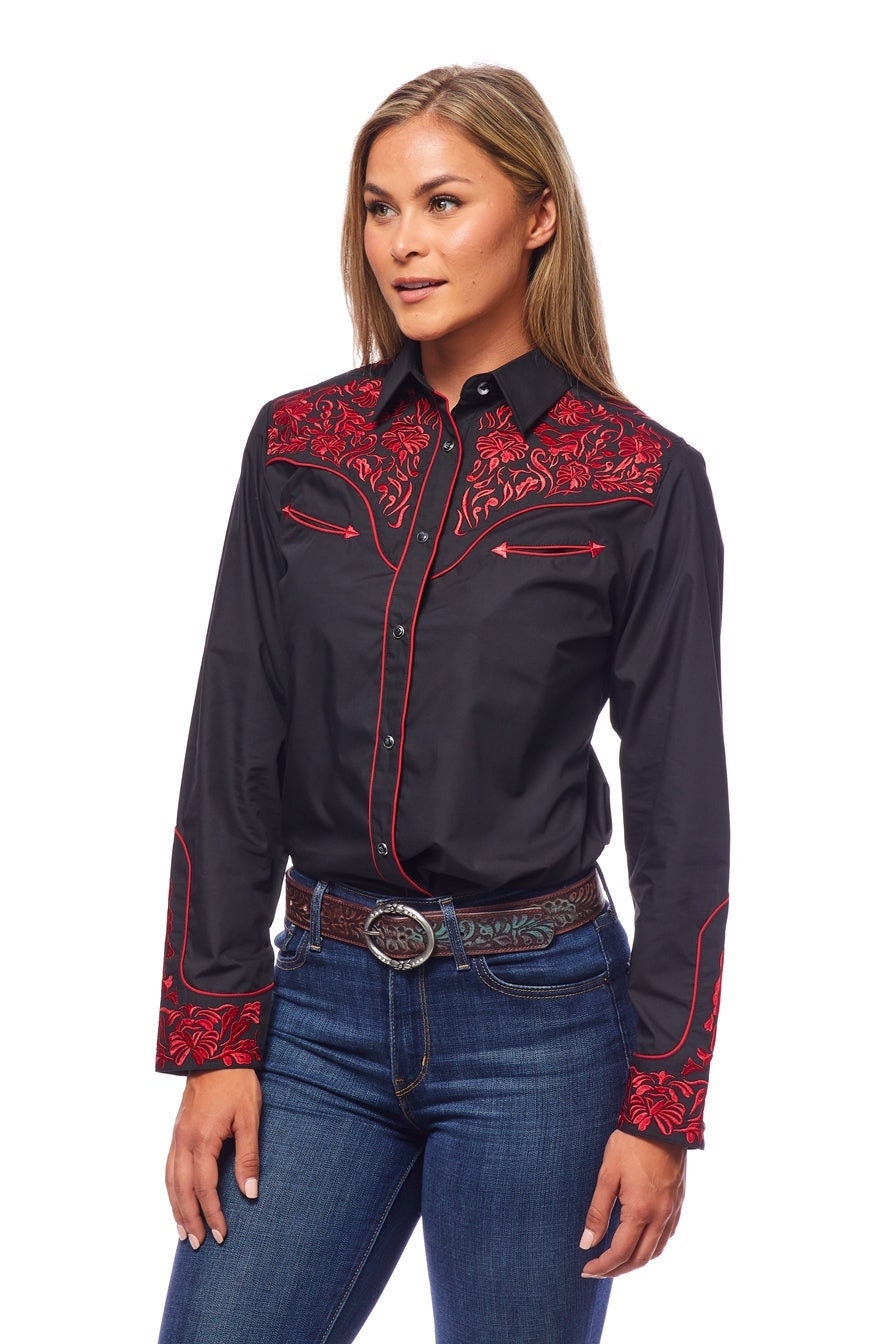 RODEO CLOTHING Womens Western Casual Button Down Shirt, Embroidered ...