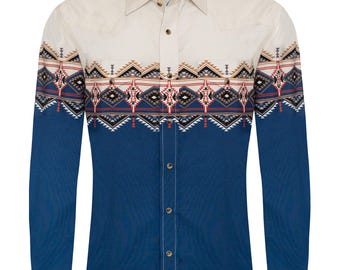 Men's Western Pearl Snap Print Shirt - PS100L-1087