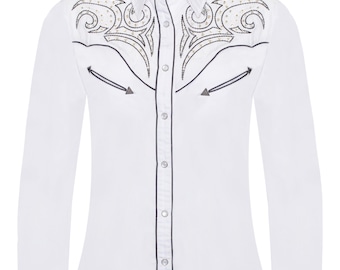 Camisas con bordado occidental y diamantes para mujer - LS500D-526