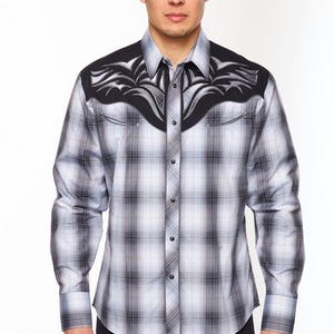 Herren Western Cowboy Embroidery Shirt -PS500L-554