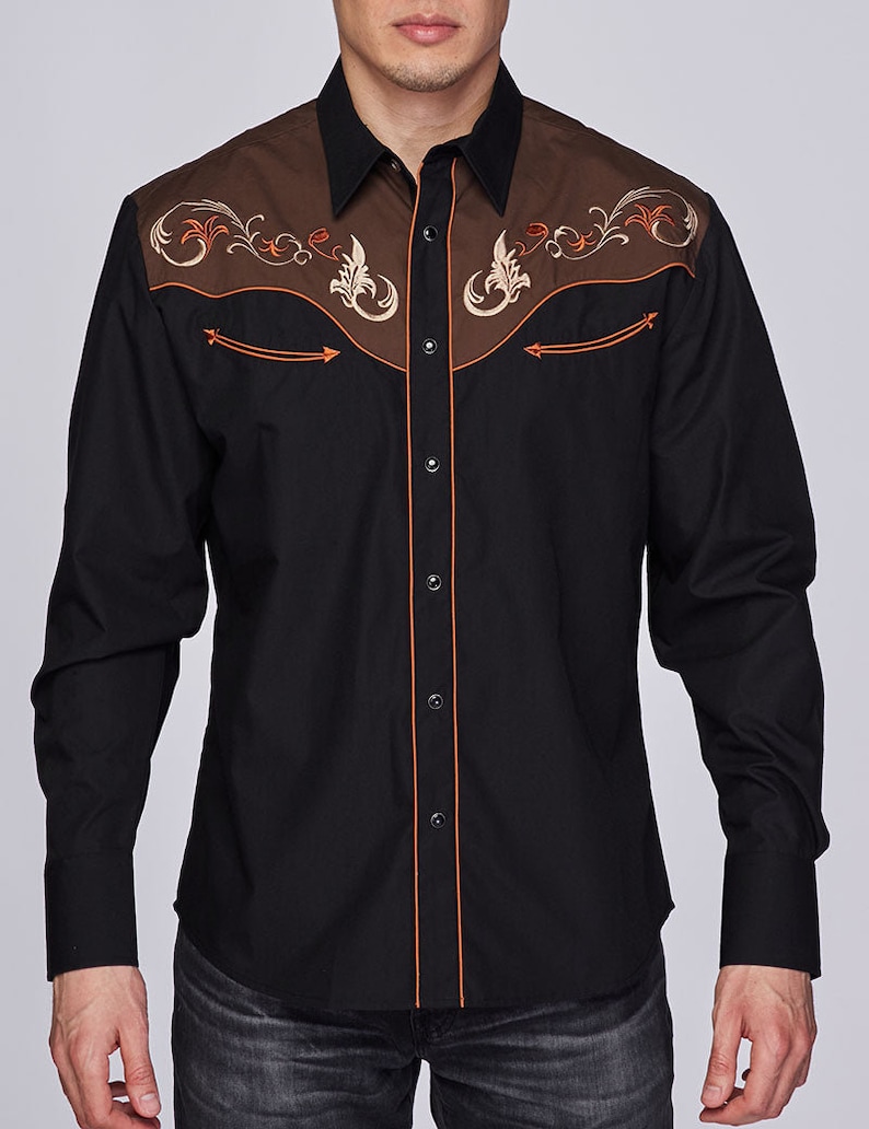 Rodeo Clothing Western Cowboy Dress Shirt With Embroidery for Outdoor ...