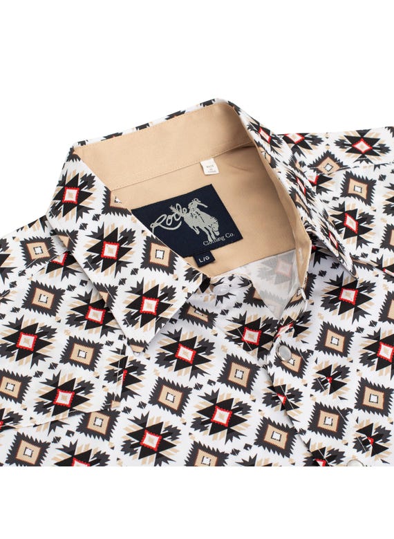 Chemise homme Rock&Roll avec bordure aztèque et boutons