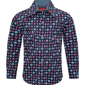 Camisa infantil com estampa de botões de pérolas Western-PS100K-173