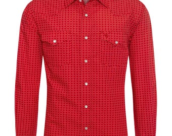 Men's Western Pearl Snap Print Shirt - PS100L-1086