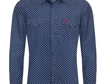 Men's Western Pearl Snap Print Shirt - PS100L-1084