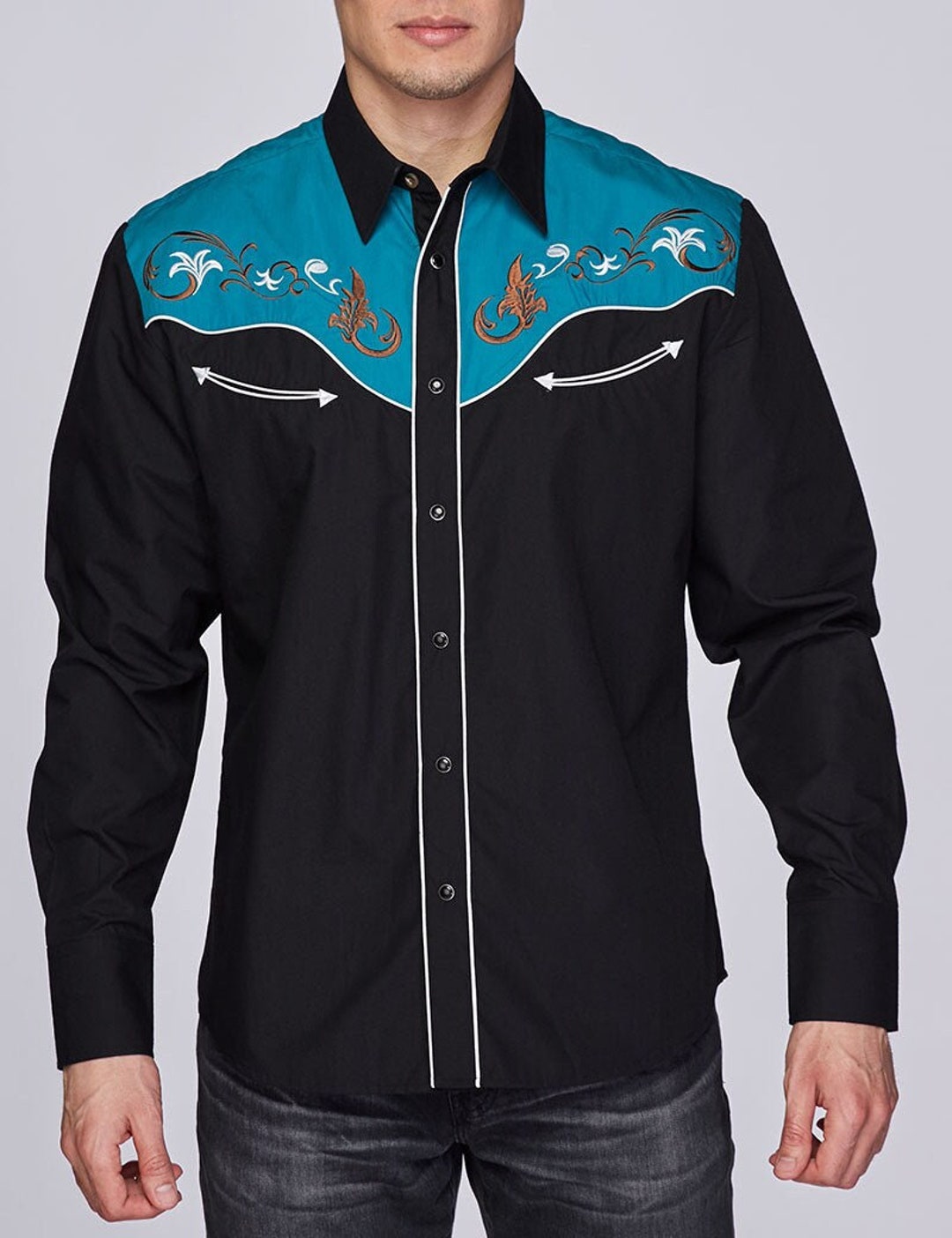 Rodeo Clothing Western Cowboy Dress Shirt With Embroidery for Outdoor ...