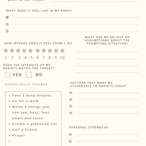 Calming My Anxious Mind Worksheet