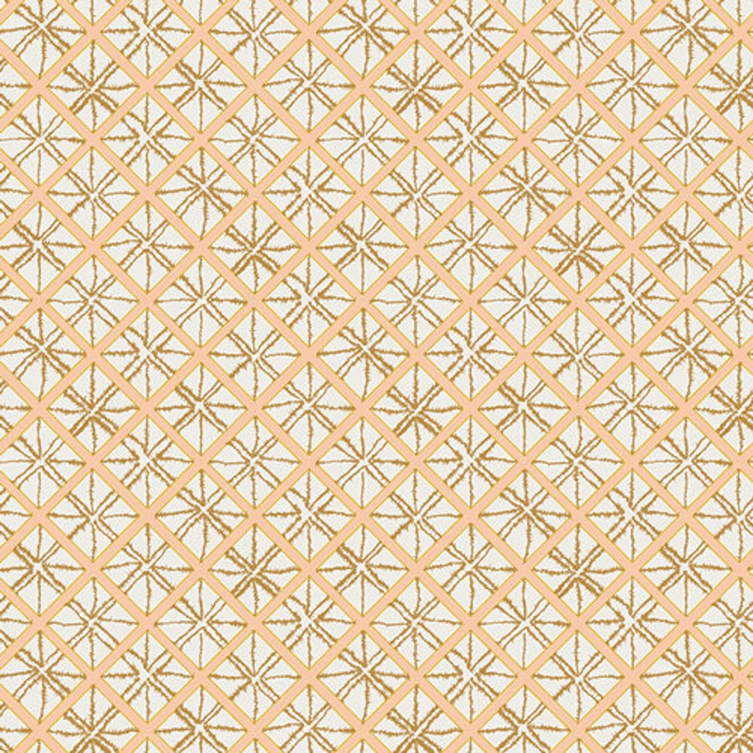 April Rhodes Fabric: Boho Cross Hatch Squares, Peach & Brown - Etsy