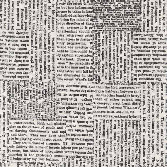 Newspaper Print Wideback Fabric - Black and White Cotton Quilt Backing