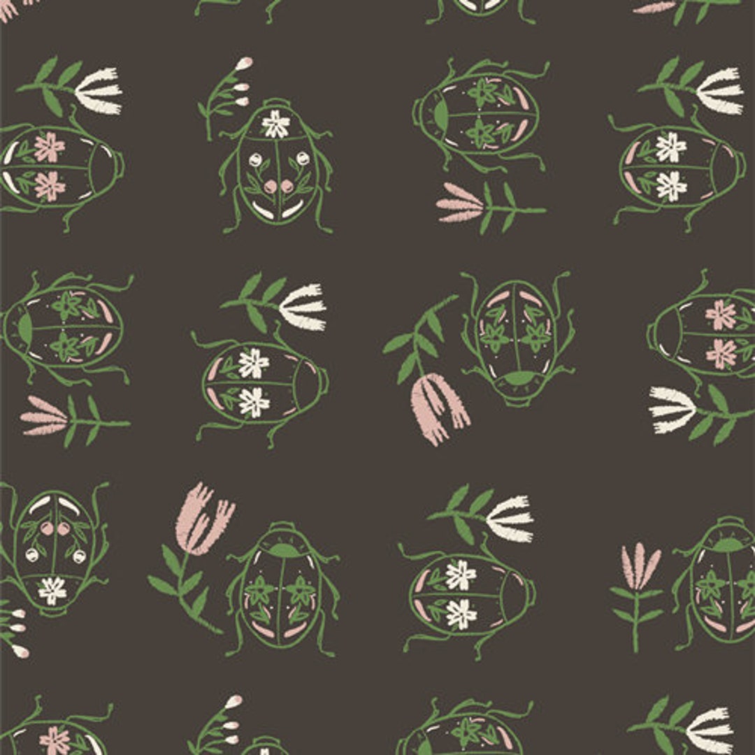 AGF June Bug Twirl Cotton Fabric: Whimsical Insect Print - Etsy