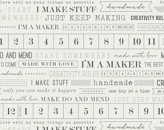 Words of Imagination Fabric, Maker DIY Project Cotton