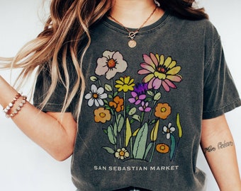 Flower TShirt, Gardener T Shirt,Flower Shirt Aesthetic,Floral Graphic Tee Shirt,Flower T-shirt,Wild Flower Shirt,Plant Lover Teen Girl Gift