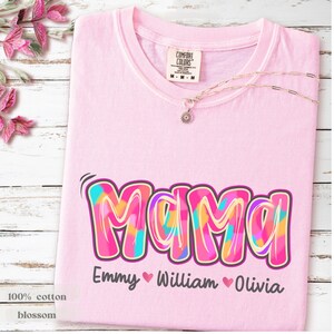 Personalized Mom Shirt With Kids Names, Mama Shirt Mothers Day Gift For New Mom Shirt Custom Mama Shirt For Mom Personalized Mama Shirt Gift