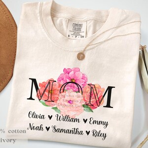 Personalized Mom Shirt With Kids Name, Custom Mom Shirt for Mom Flower Shirt, Floral Mom Shirt, New Mom Shirt, Mothers Day Shirt, Mom TShirt