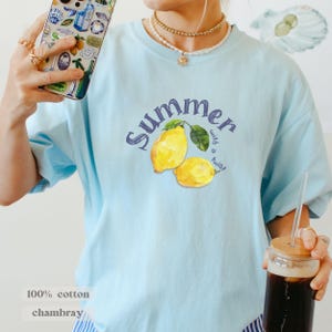 Retro Summer Lemon T-shirt, Summer Comfort Color Shirts, Summer Vibe Shirts, Beach T-shirt for Women, Lemon Lover Tee Gift, Amalfi Coast Tee