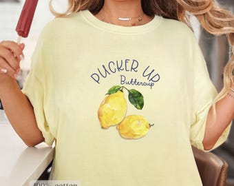 Summer Lemon T-shirt Fruits Shirts Summer Comfort Color Shirts Summer Vibe Shirts Retro Graphics Tshirt Lemon Lover Tee, Lemon Tee Gift