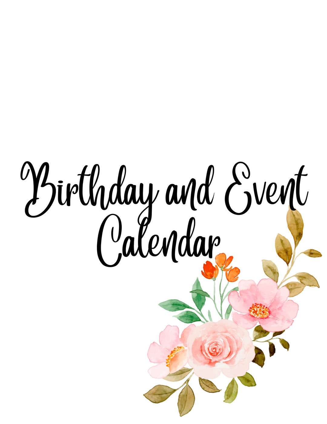 Floral Printable Birthday and Event Tracker - Etsy