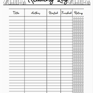Reading Tracker Printable Reading Journal Digital File Etsy