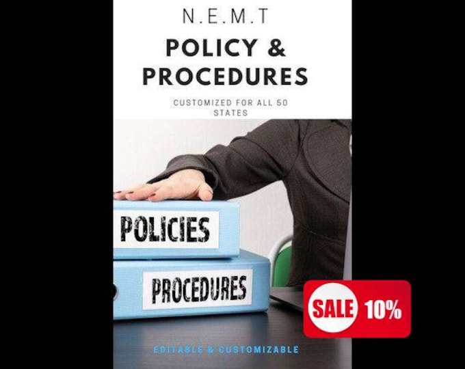 Featured listing image: Comprehensive NEMT Policy & Procedure Manual - Safety Focused Guide for Non-Emergency Medical Transportation Services - Editable Forms