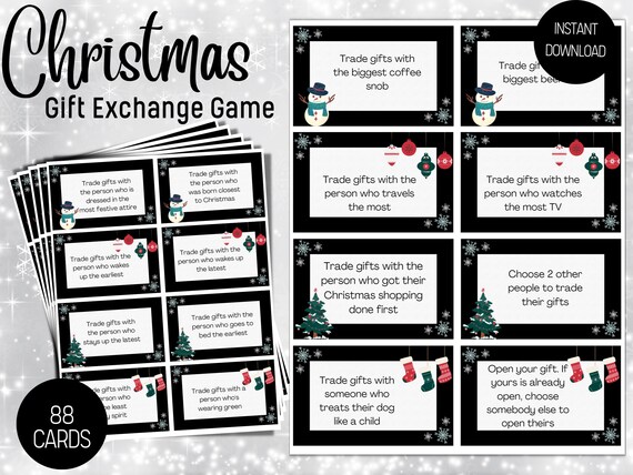 Christmas Gift Exchange Game, White Elephant Game, Gift Exchange Cards, Printable Christmas Game, Holiday Game