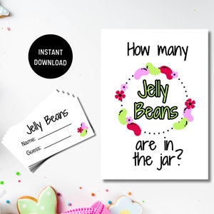 Jelly Beans Guessing Game, Guess How Many Jelly Beans Game, Easter Guessing Game, Easter Game, Party Game, Family Game, Printable Game