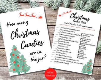 Christmas Games Bundle, Guess How Many Christmas Candies, Christmas Cookie Quiz, Christmas Party Games, Christmas Games