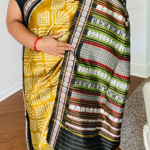 Contemporary Fusion  ikkat pure silk saree with Jala Work from Odisha Weaves