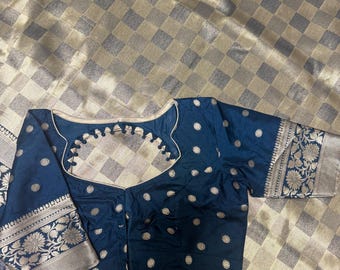 Banarasi Tissue Silk Saree | Gold & Silver Zari, Stitched Blouse