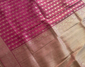 Banarasi Silk Saree in pink |mat Zari | Wedding & Festive | Stitched Blouse| designer saree
