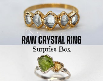 Raw Crystal Ring Surprise Box Multi Stone Ring Handmade Ring Stacking Ring Raw Stone Ring Raw Gemstone Ring Mystery Box READY TO SHIP