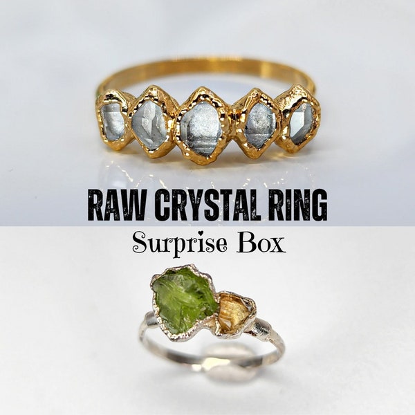 Raw Crystal Ring Surprise Box Multi Stone Ring Handmade Ring Stacking Ring Natural Stone Ring Raw Gemstone Ring Mystery Box READY TO SHIP