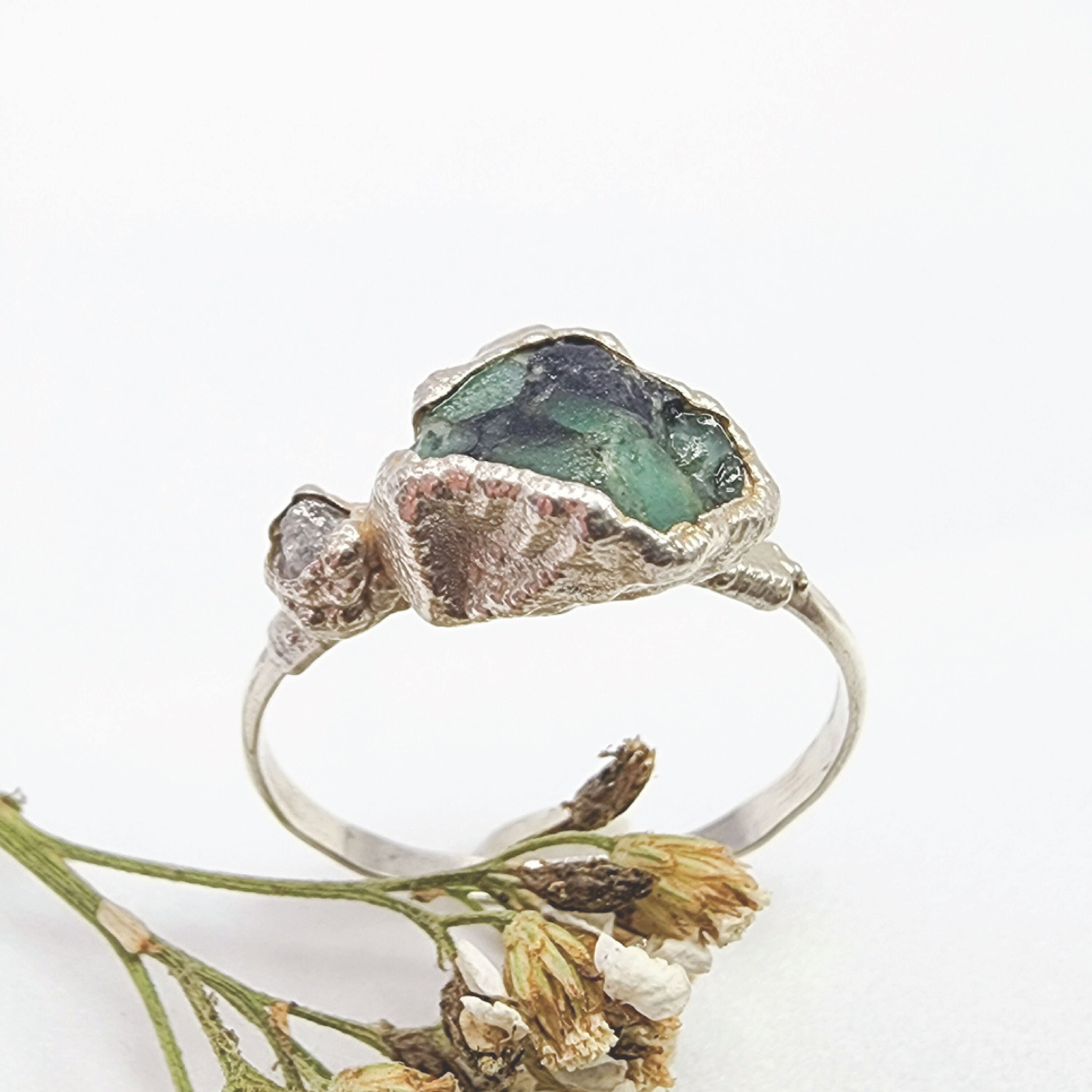 Uncut stone rings deals