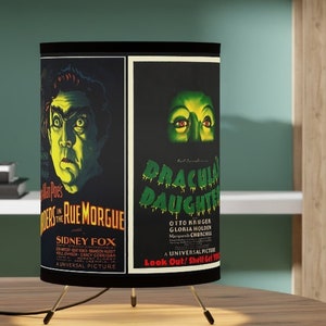 Tripod Lamp of Classic Hollywood Horror Movie Posters, Scary, Unique, Horror Collectors, Spooky, Monsters